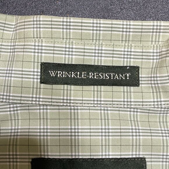 Eddie Bauer Button Front Shirt Green Plaid Men's Wrinkle Resistant Cotton Size X - Picture 6 of 8